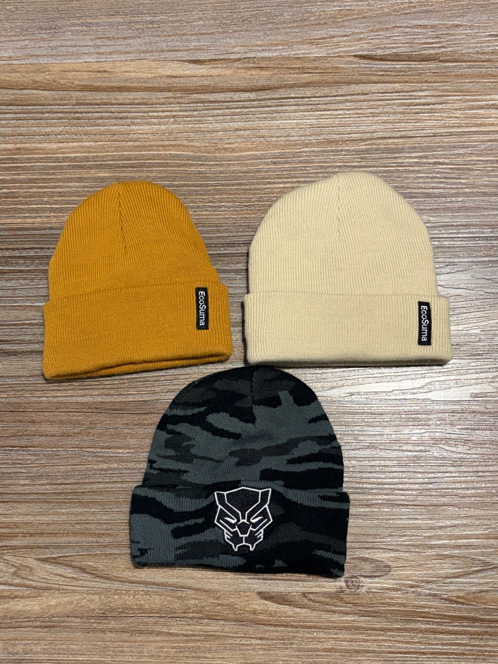 Kids Ribbed Beanie - Mustard and Cream